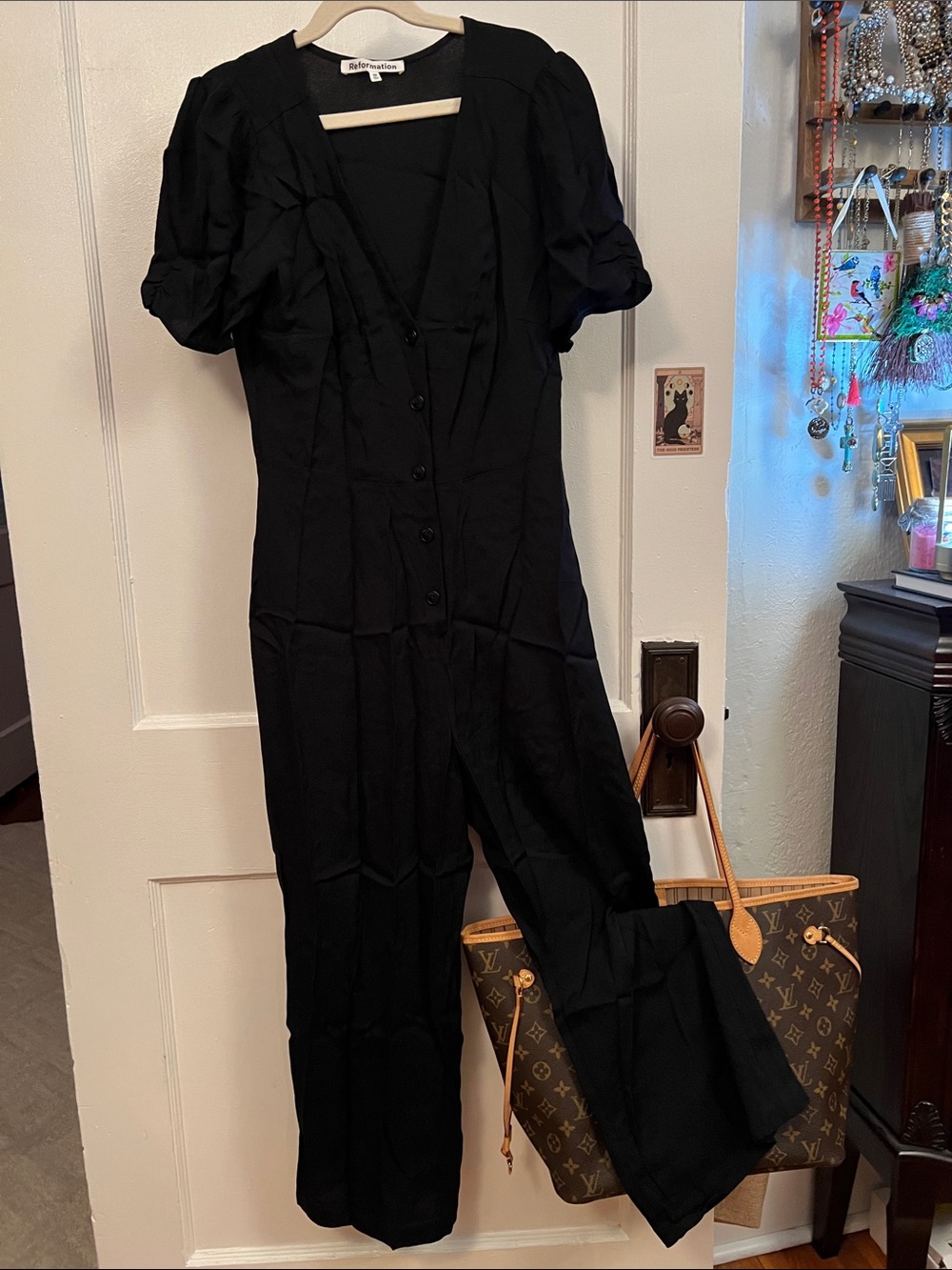 Reformation Black Short Sleeve jumpsuit
